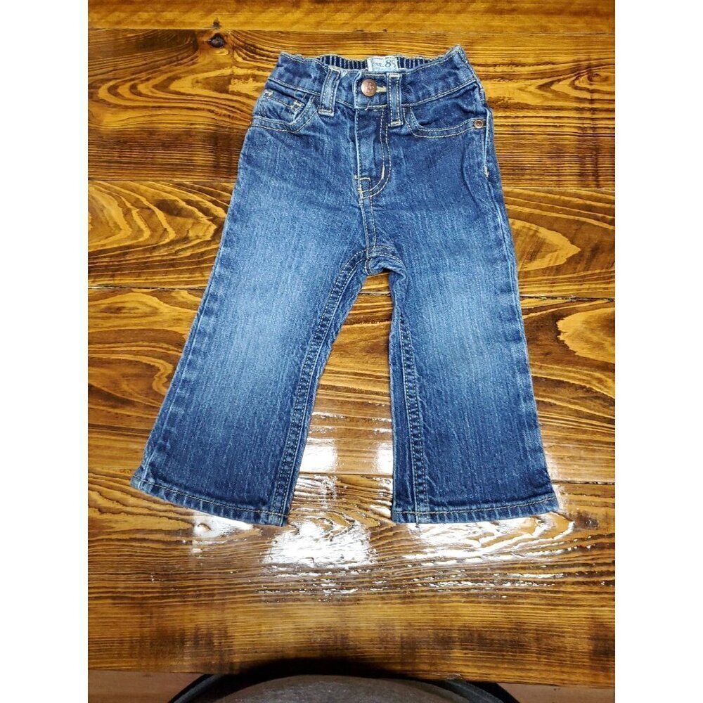 CHILDRENS PLACE BLUE JEANS GIRLS BOOTCUT STRETCH ELASIC WAIST Size 18 MONTHS
